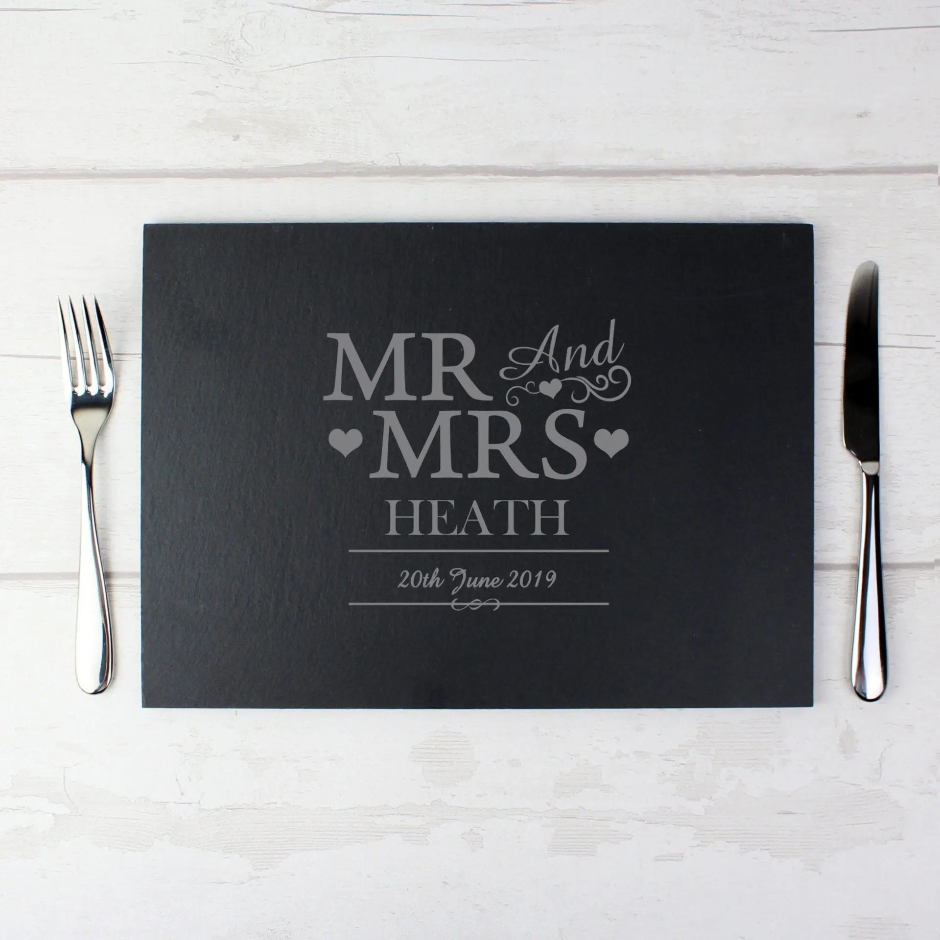 Personalised Mr & Mrs Slate Placemat: 2 - Placemats By Gift Moments