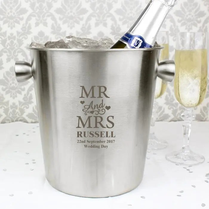 Personalised Mr & Mrs Stainless Steel Ice Bucket: 1 - Barware By Gift Moments