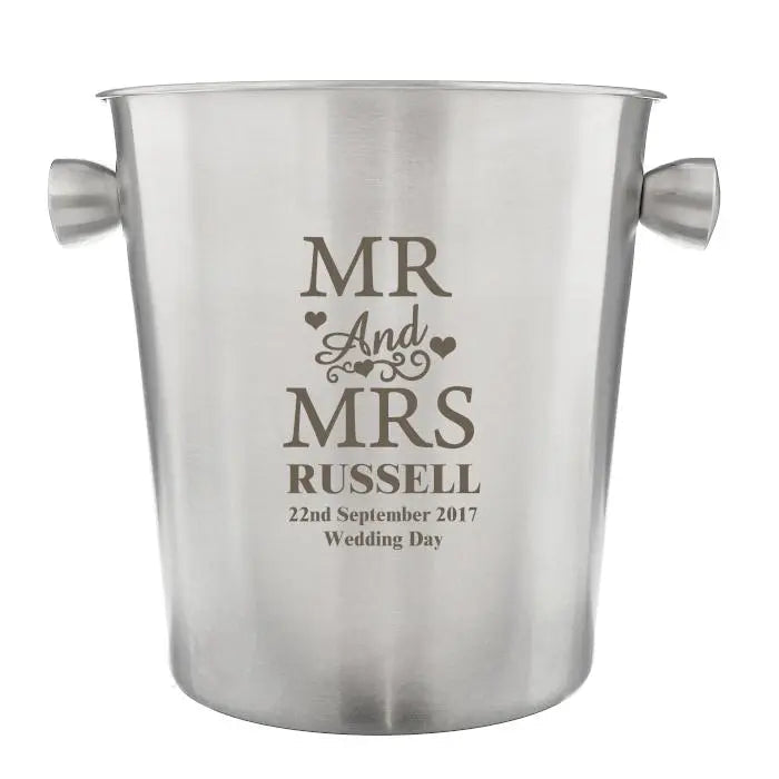 Personalised Mr & Mrs Stainless Steel Ice Bucket: 3 - Barware By Gift Moments