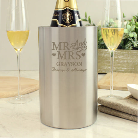 Personalised Mr & Mrs Wine Cooler: 2 - Barware By Gift Moments