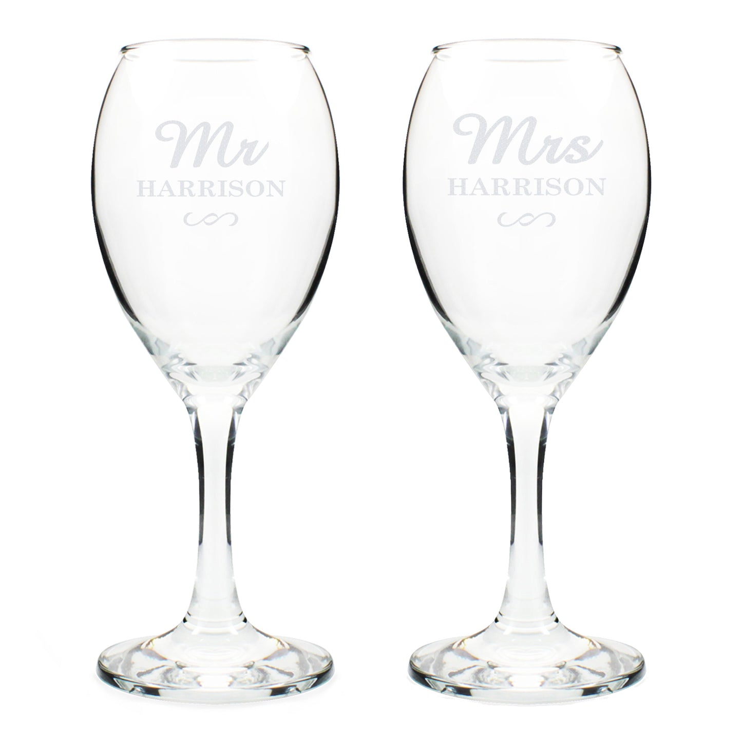 Personalised Mr & Mrs Wine Glass Set: 4 - Wine Glasses By Gift Moments