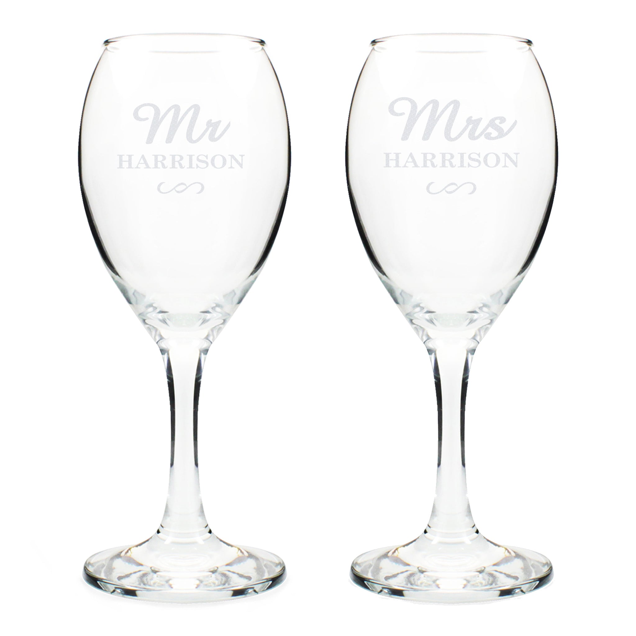 Personalised Mr & Mrs Wine Glass Set: 4 - Wine Glasses By Gift Moments