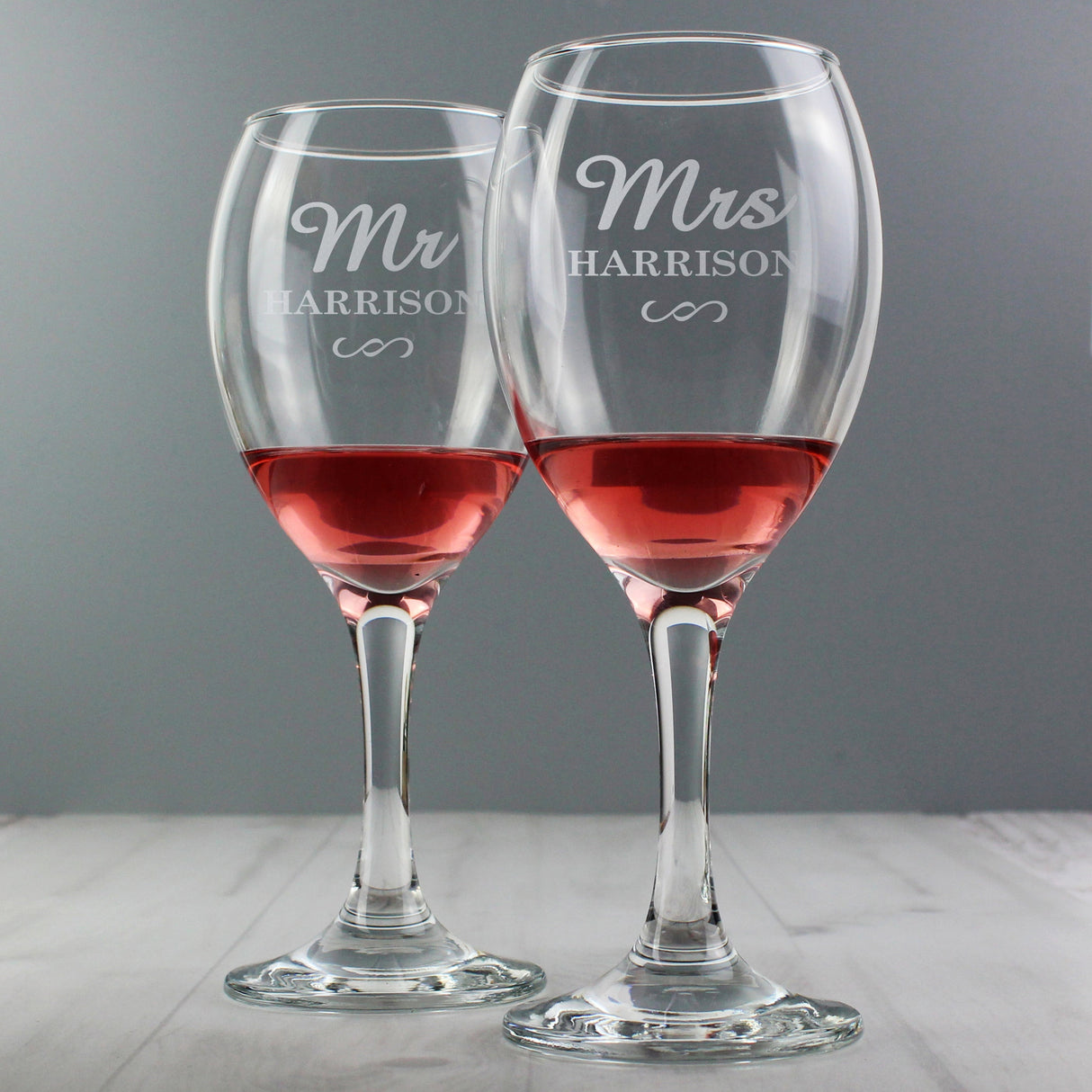 Personalised Mr & Mrs Wine Glass Set: 2 - Wine Glasses By Gift Moments