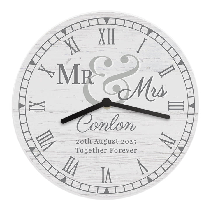 Personalised Mr & Mrs Wooden Wall Clock - Shop Clocks At Gift Moments - 5