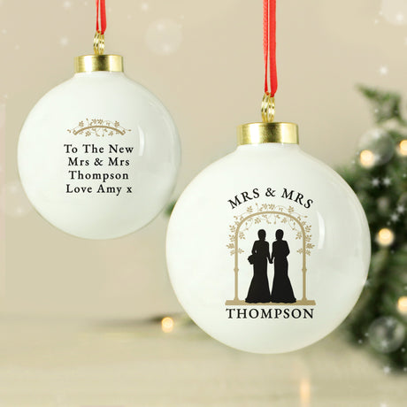 Personalised Mrs & Mrs Bauble: 3 - Christmas Baubles By Gift Moments