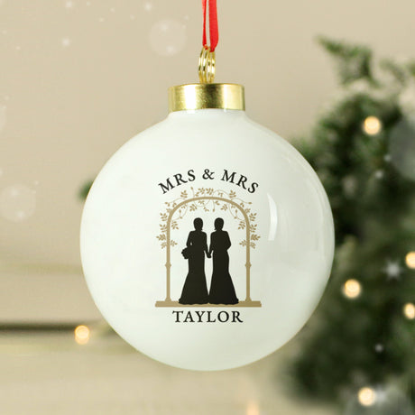 Personalised Mrs & Mrs Bauble: 2 - Christmas Baubles By Gift Moments