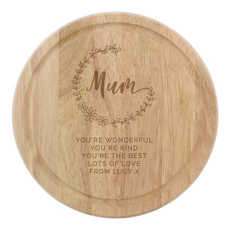 Personalised Mum Round Wooden Chopping Heart: 4 - Chopping Boards By Gift Moments
