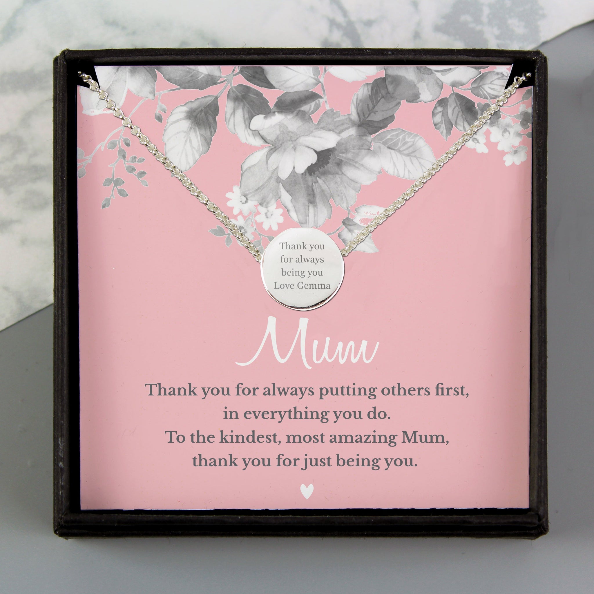 Personalised Mum Sentiment Silver Tone Necklace and Box: 3 - Necklaces By Gift Moments
