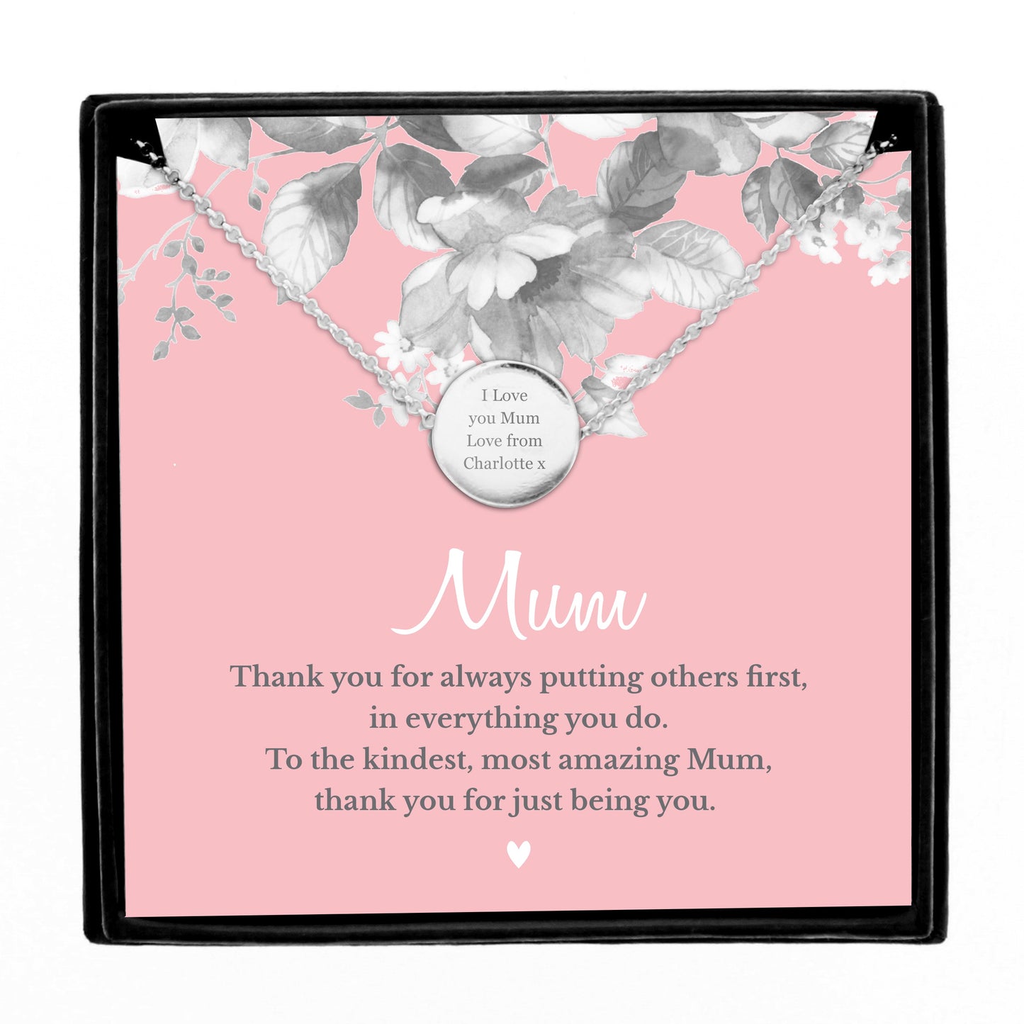 Personalised Mum Sentiment Silver Tone Necklace and Box: 2 - Necklaces By Gift Moments