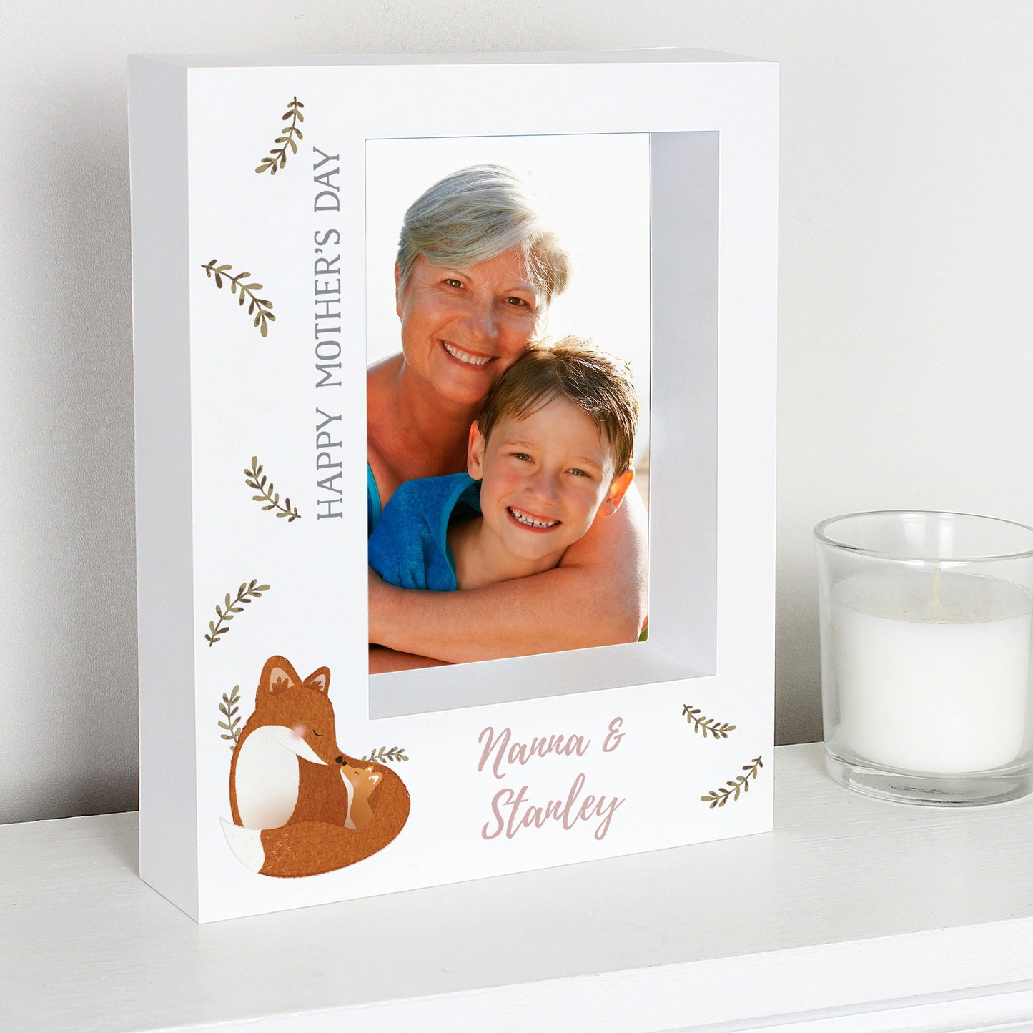 Personalised Mummy and Me Fox 5x7 Box Photo Frame: 1 - Photo Frames By Gift Moments