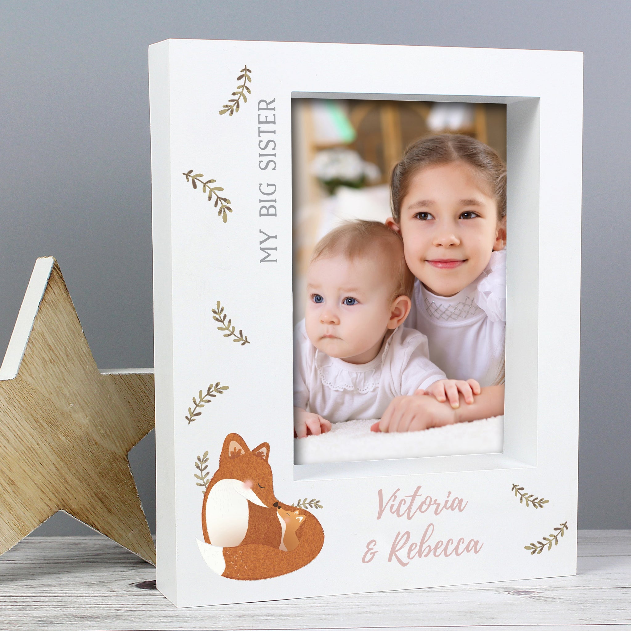 Personalised Mummy and Me Fox 5x7 Box Photo Frame: 2 - Photo Frames By Gift Moments
