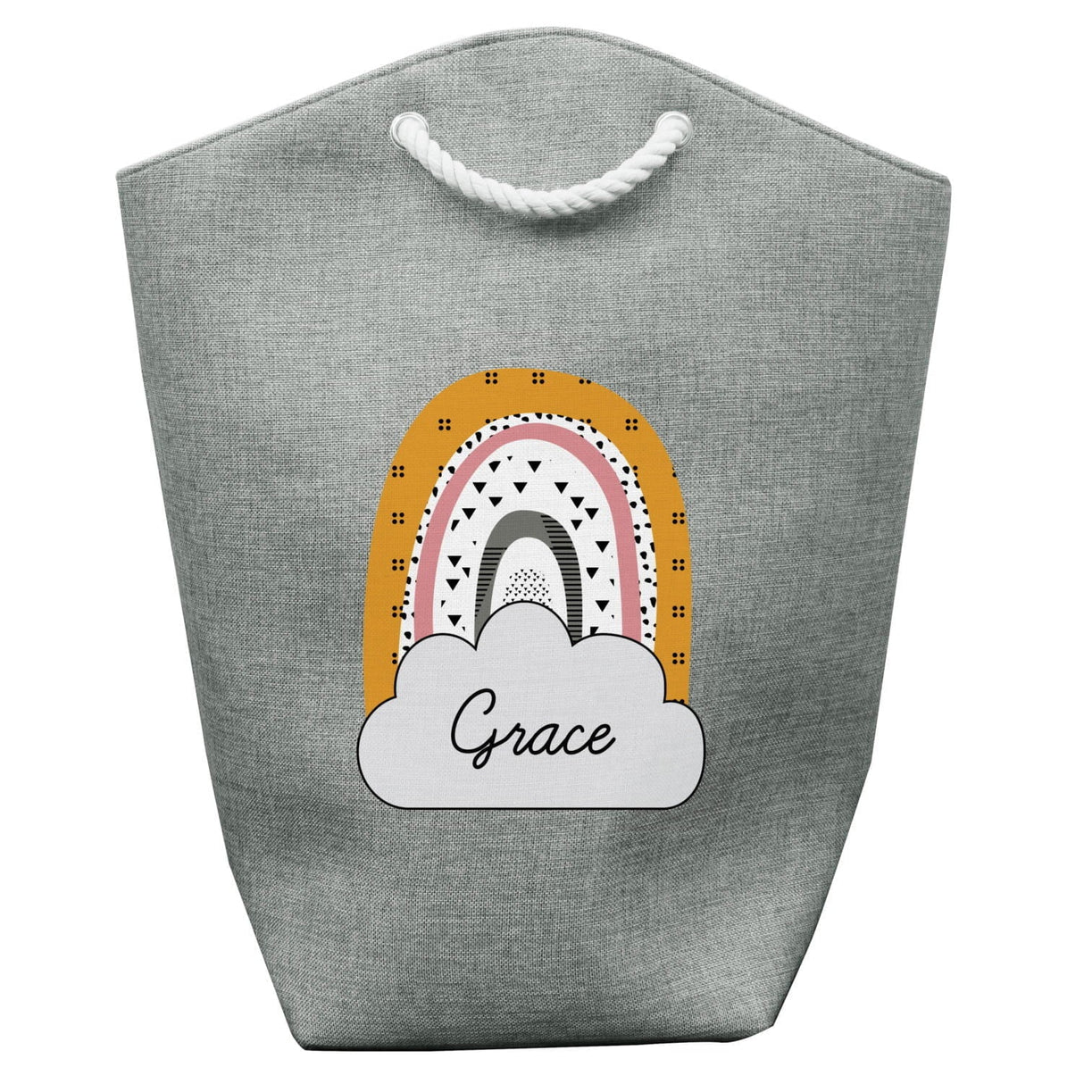 Personalised Mustard & Pink Rainbow Storage Bag: 3 - Storage By Gift Moments