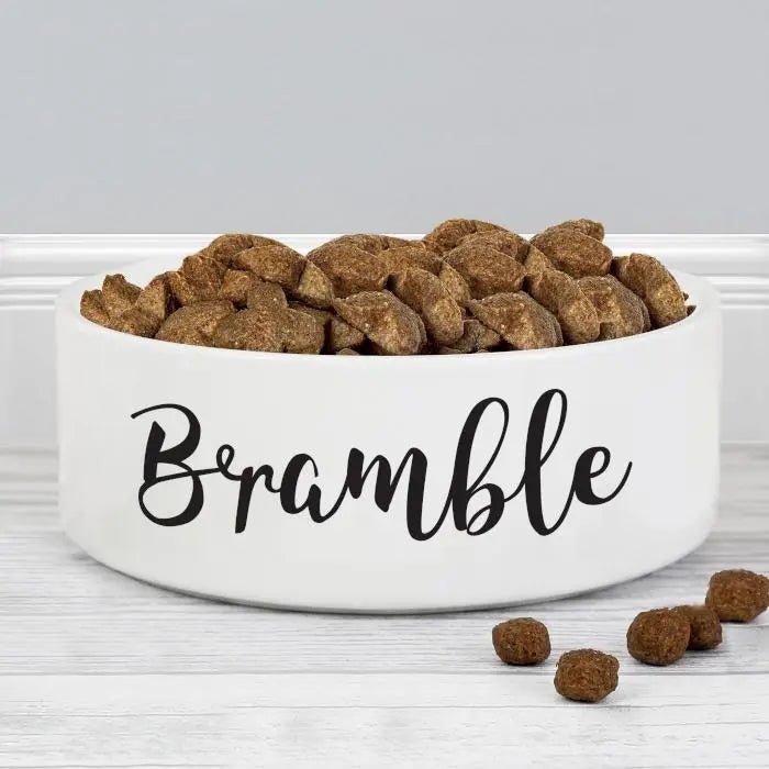 Personalised Any Name 14cm Medium White Pet Bowl: 2 - Pet Products By Gift Moments
