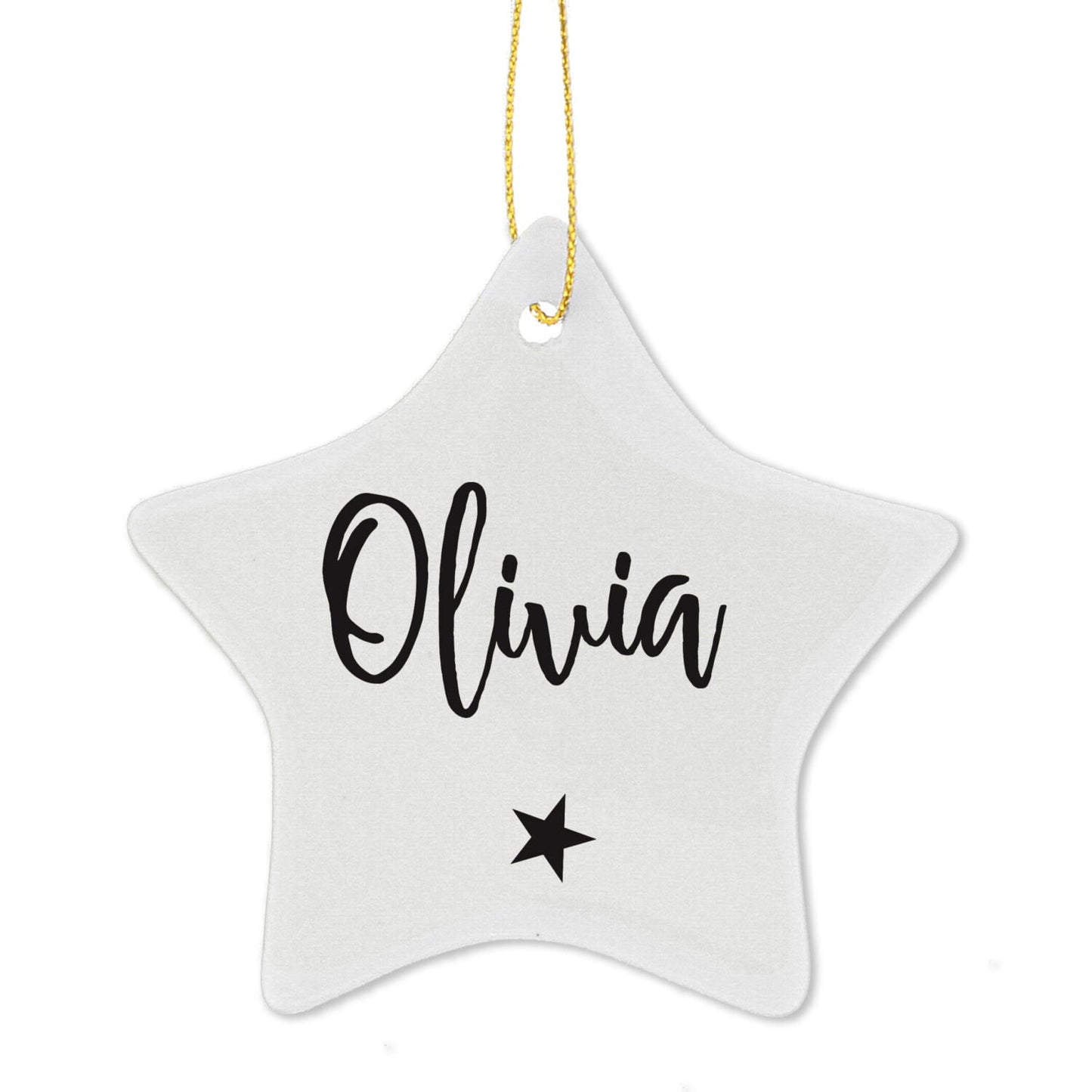 Personalised Name Ceramic Star Decoration: 3 - Christmas Decorations By Gift Moments