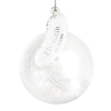 Personalised Name & Date Feather Glass Bauble: 3 - Christmas Baubles By Gift Moments