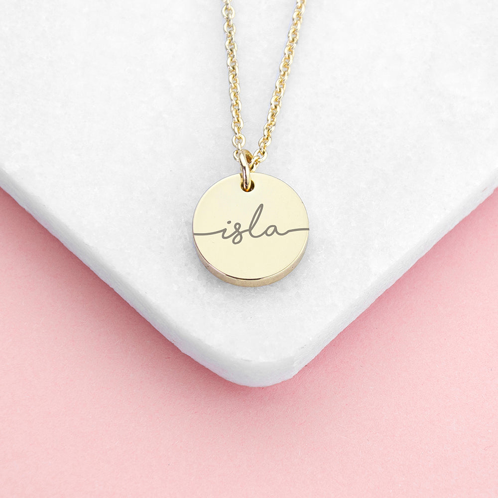Personalised Name Disc Necklaces: 1 - Gold - Necklaces By Gift Moments