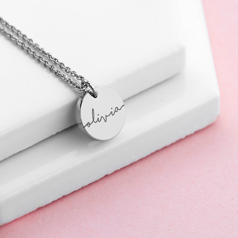 Personalised Name Disc Necklaces: 2 - Silver - Necklaces By Gift Moments