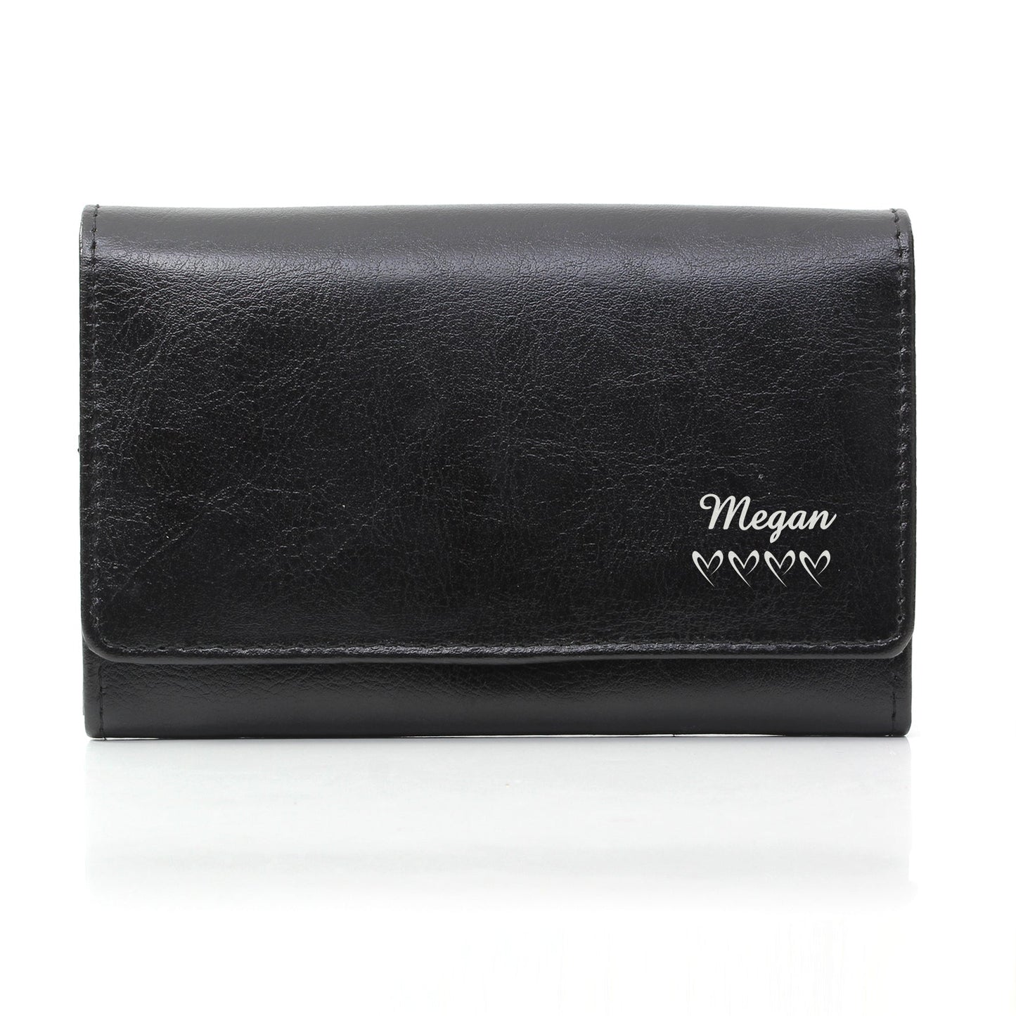 Personalised Name & Hearts Black Leather Purse: 2 - Bags & Purses By Gift Moments