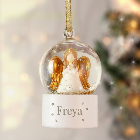 Personalised Name Only Angel Glitter Snow Globe Tree Decoration: 2 - Snow Globes By Gift Moments