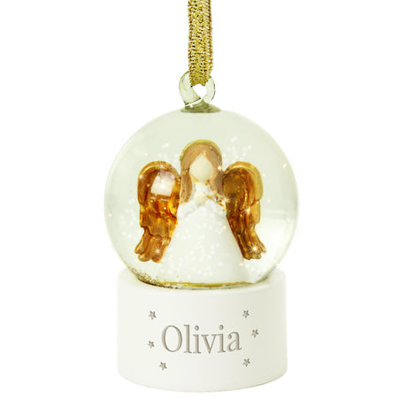 Personalised Name Only Angel Glitter Snow Globe Tree Decoration: 4 - Snow Globes By Gift Moments