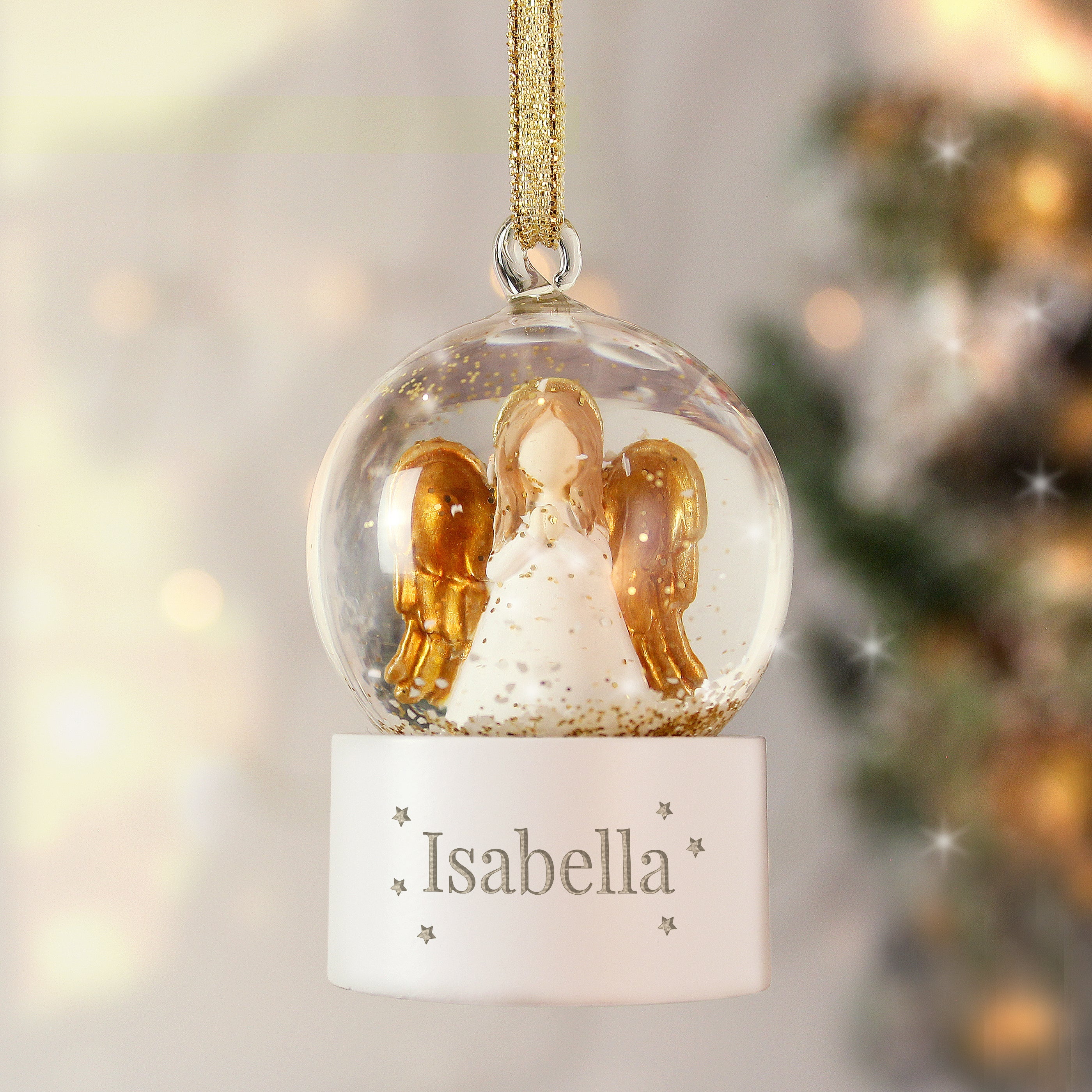 Personalised Name Only Angel Glitter Snow Globe Tree Decoration - Shop Snow Globes At Gift Moments - 3