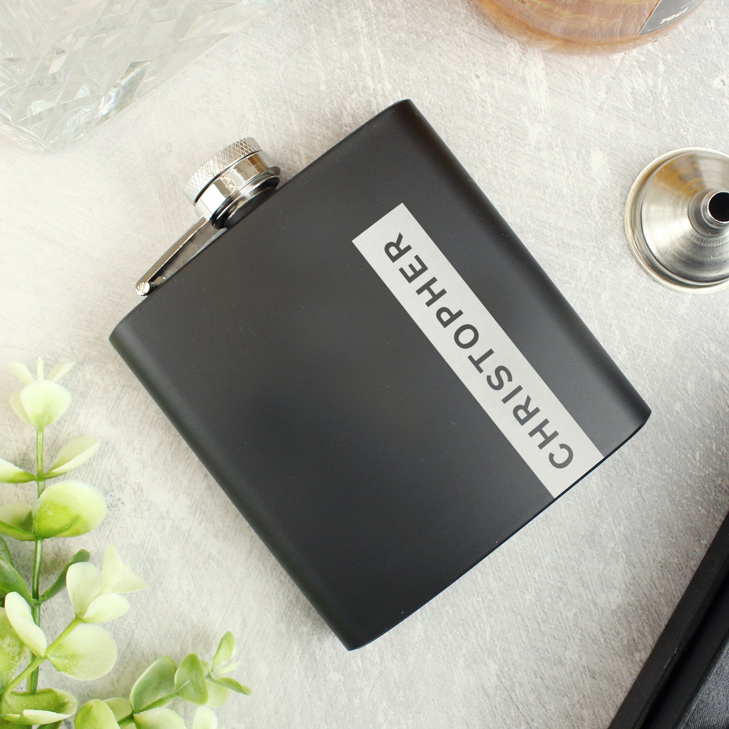Personalised Name Only Black Hip Flask: 2 - Hip Flasks By Gift Moments