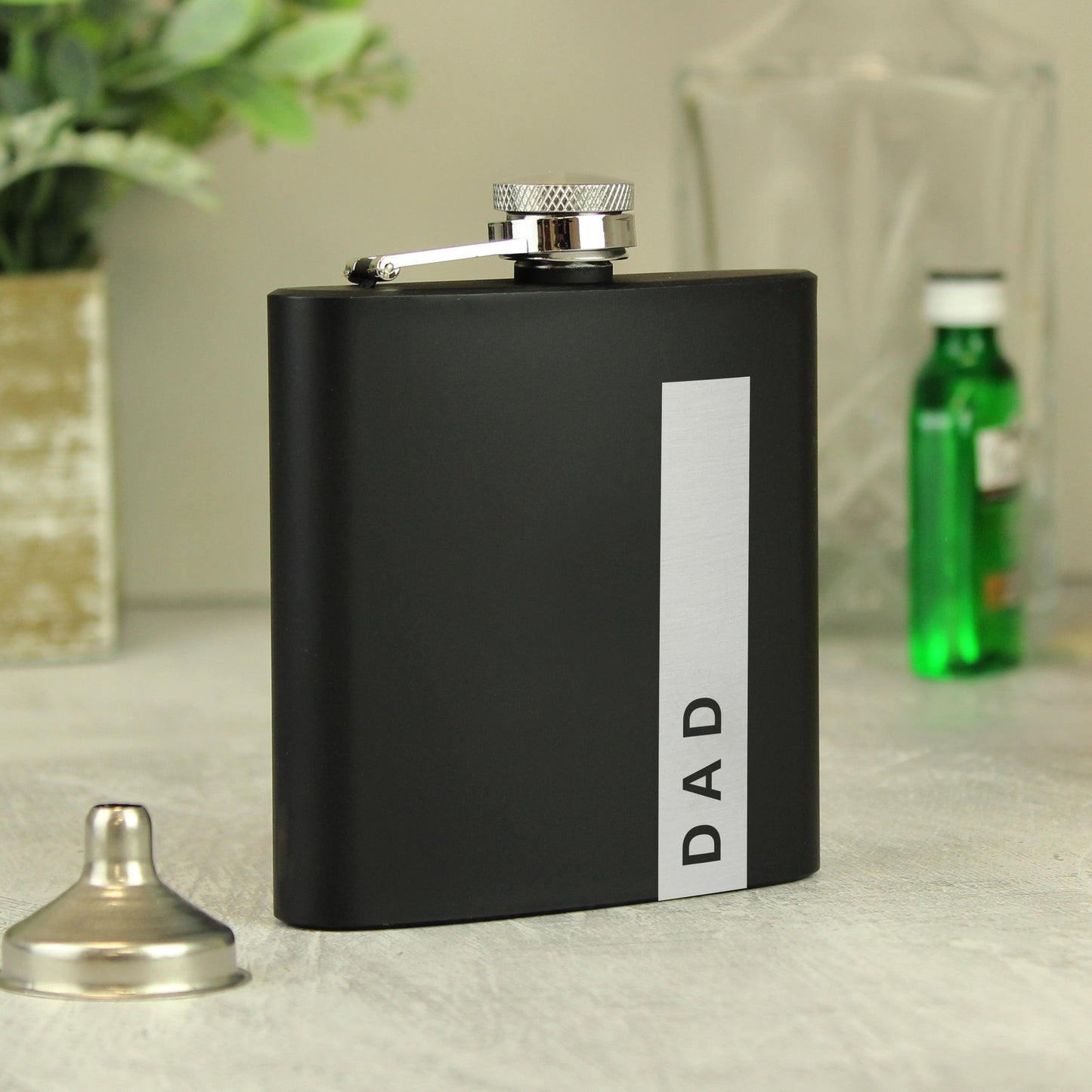Personalised Name Only Black Hip Flask: 4 - Hip Flasks By Gift Moments