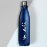 Personalised Name Only Blue Metal Insulated Drinks Bottle: 1 - Water Bottles By Gift Moments