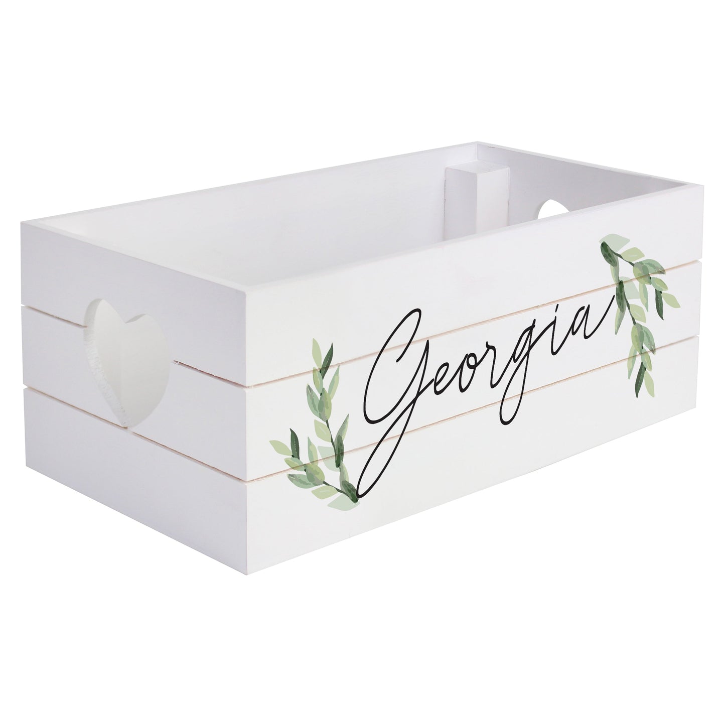 Personalised Name Only Botanical White Wooden Crate: 5 - Storage By Gift Moments