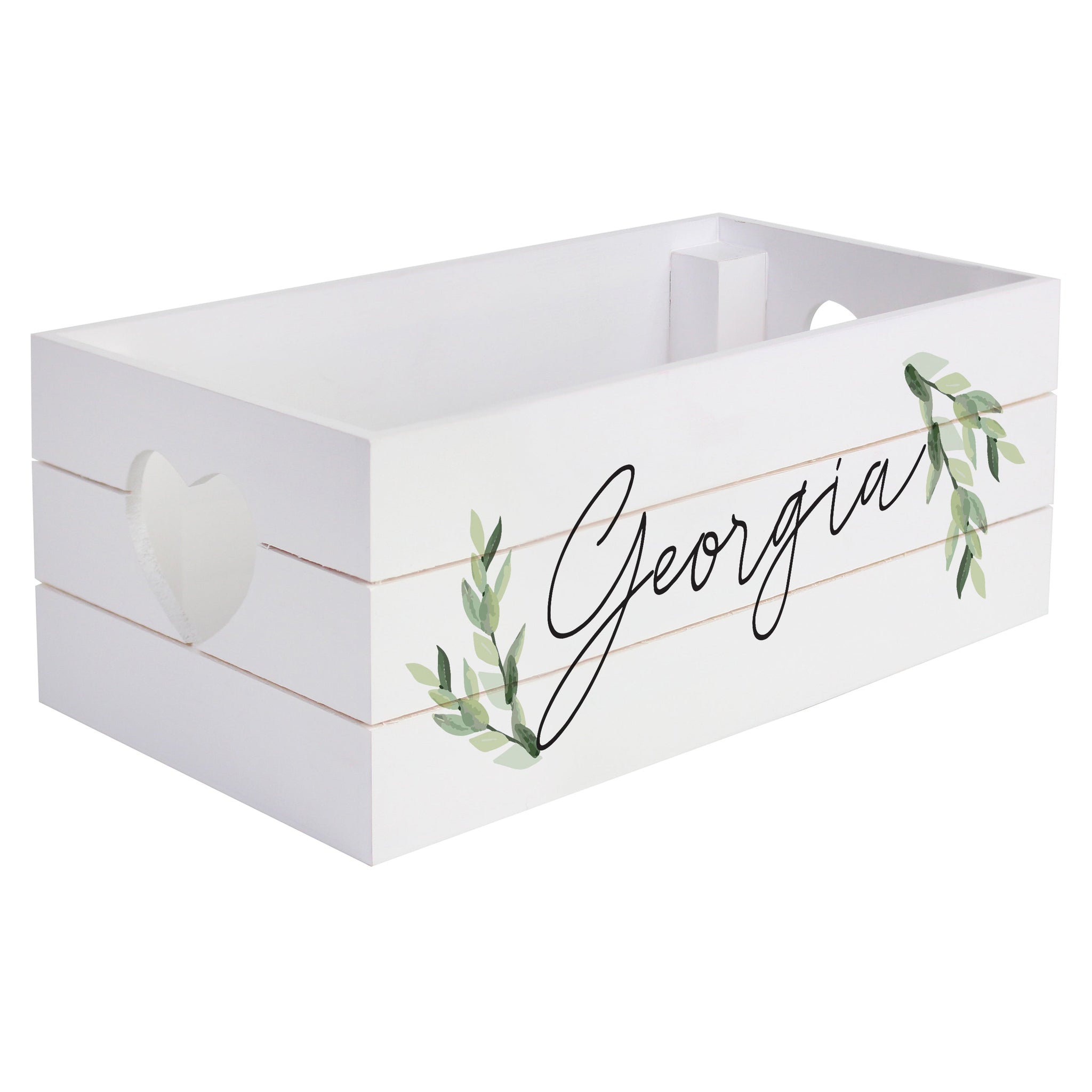 Personalised Name Only Botanical White Wooden Crate: 5 - Storage By Gift Moments