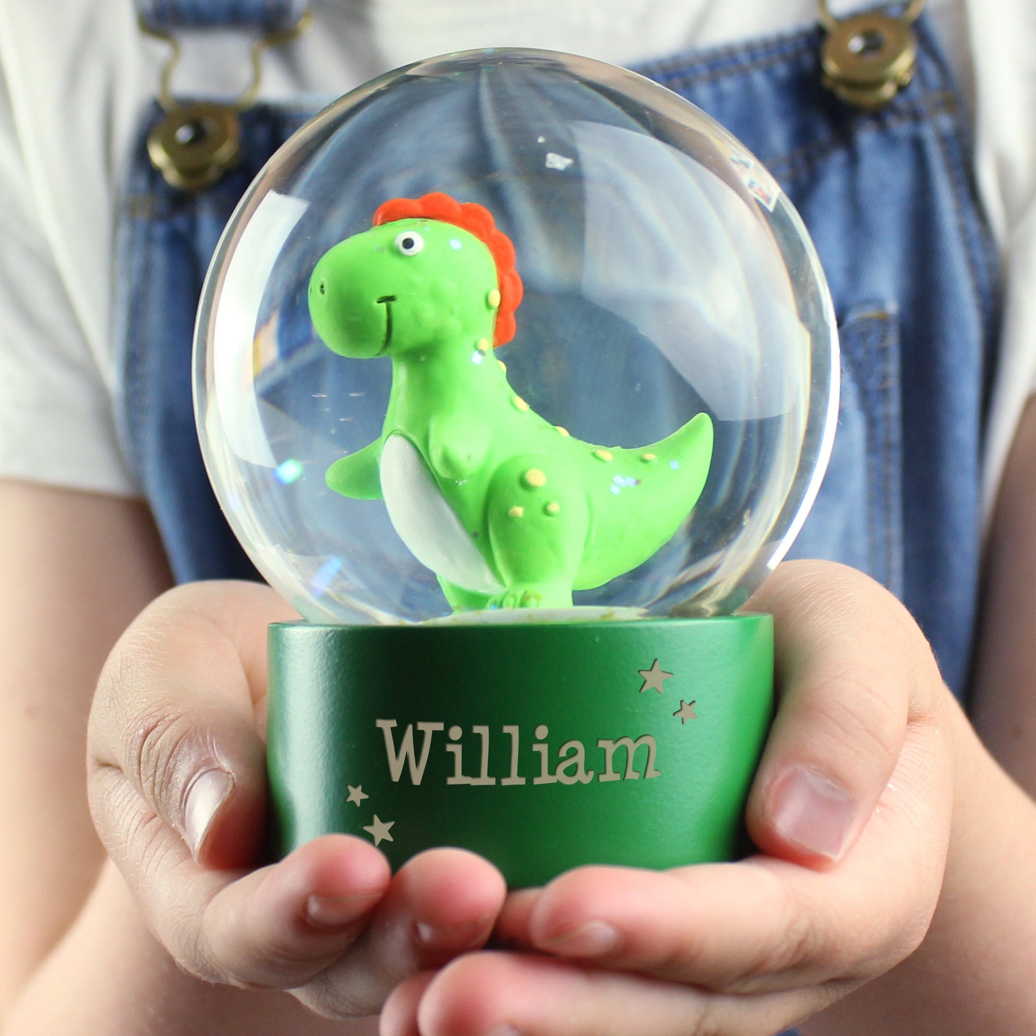 Personalised Name Only Dinosaur Glitter Snow Globe: 3 - Snow Globes By Gift Moments