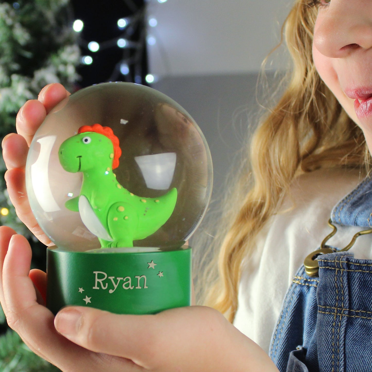 Personalised Name Only Dinosaur Glitter Snow Globe: 4 - Snow Globes By Gift Moments
