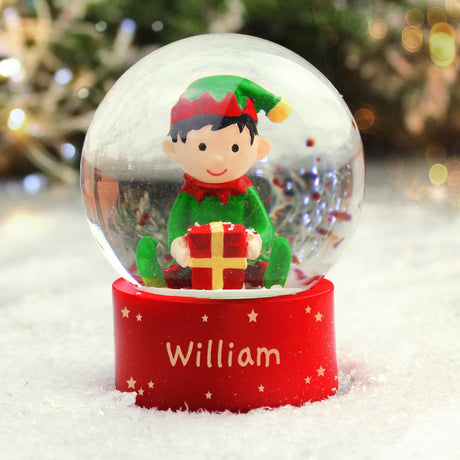 Personalised Name Only Elf Glitter Snow Globe: 3 - Snow Globes By Gift Moments