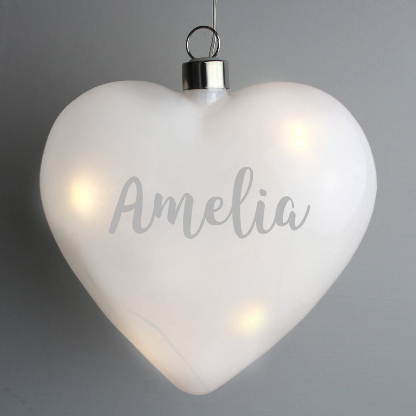 Personalised Name Only LED Hanging Glass Heart: 1 - LED Lighting By Gift Moments