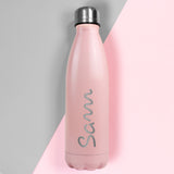 Personalised Name Only Pink Metal Insulated Drinks Bottle: 2 - Water Bottles By Gift Moments