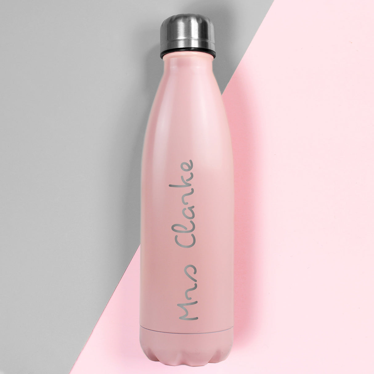 Personalised Name Only Pink Metal Insulated Drinks Bottle: 1 - Water Bottles By Gift Moments