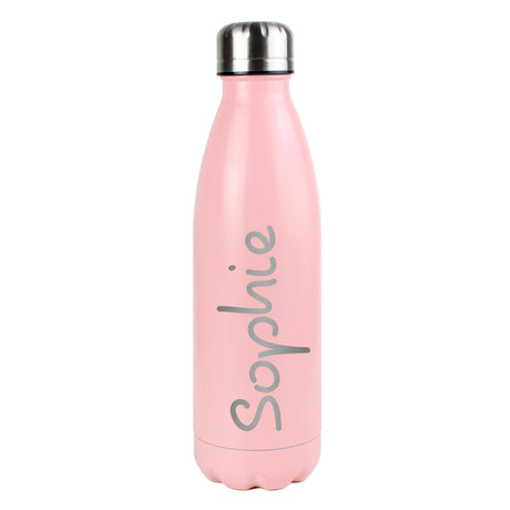 Personalised Name Only Pink Metal Insulated Drinks Bottle: 4 - Water Bottles By Gift Moments