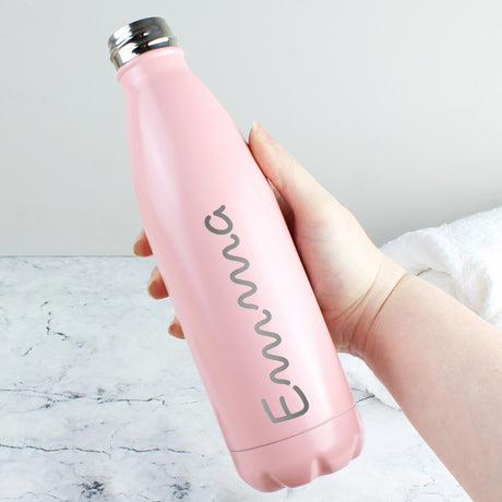 Personalised Name Only Pink Metal Insulated Drinks Bottle: 3 - Water Bottles By Gift Moments