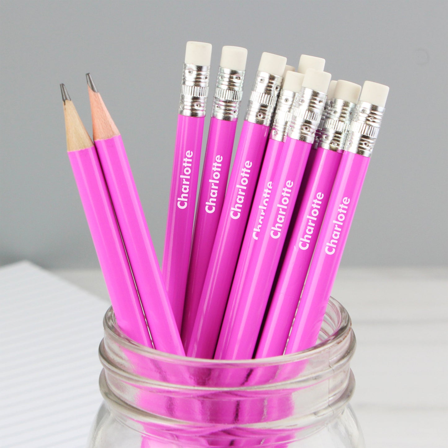 Personalised Name Only Pink Pencils: 1 - Pens & Pencils By Gift Moments
