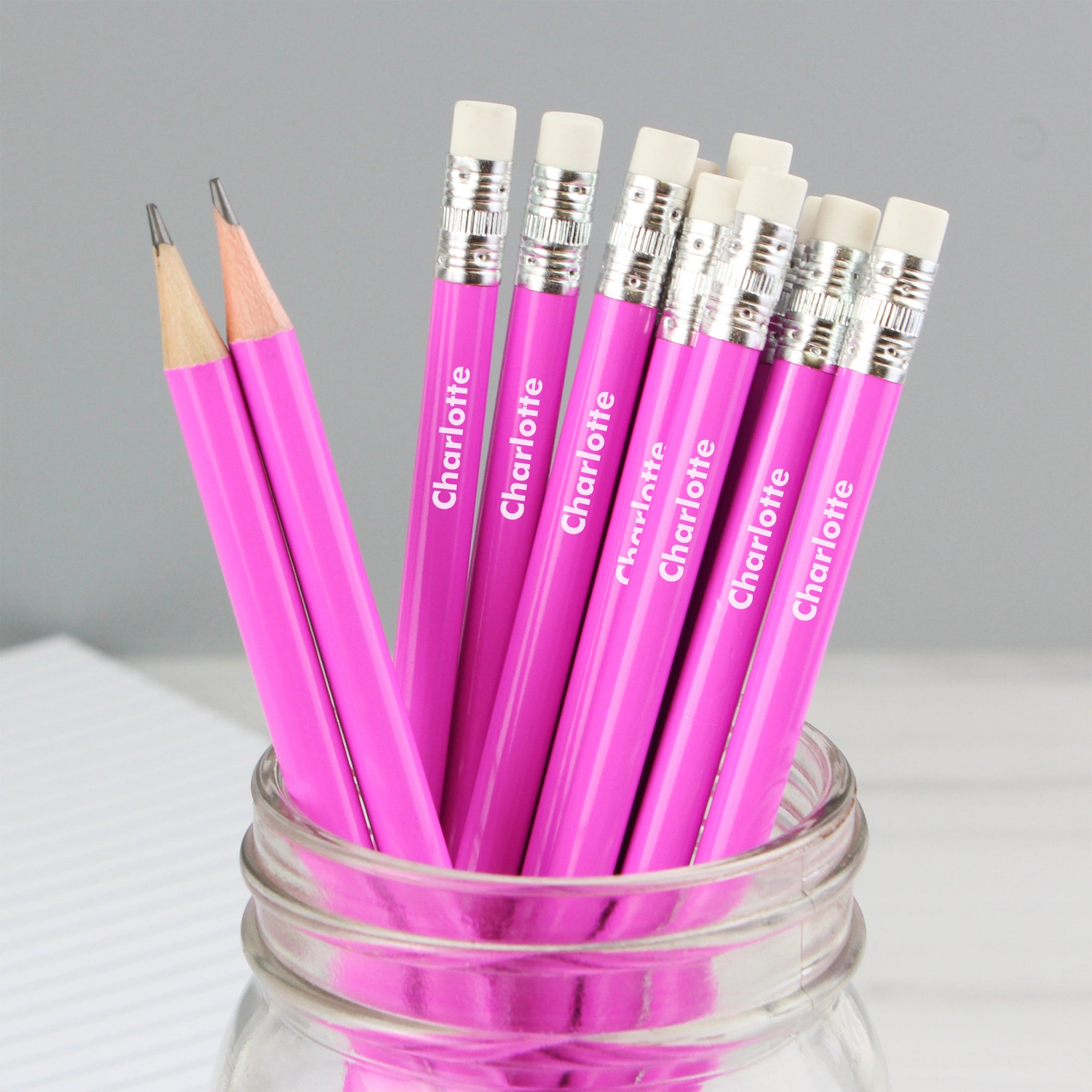 Personalised Name Only Pink Pencils: 1 - Pens & Pencils By Gift Moments