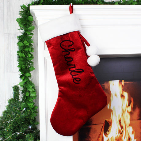 Personalised Name Only Red Stocking: 2 - Christmas Stockings By Gift Moments