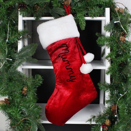 Personalised Name Only Red Stocking: 4 - Christmas Stockings By Gift Moments