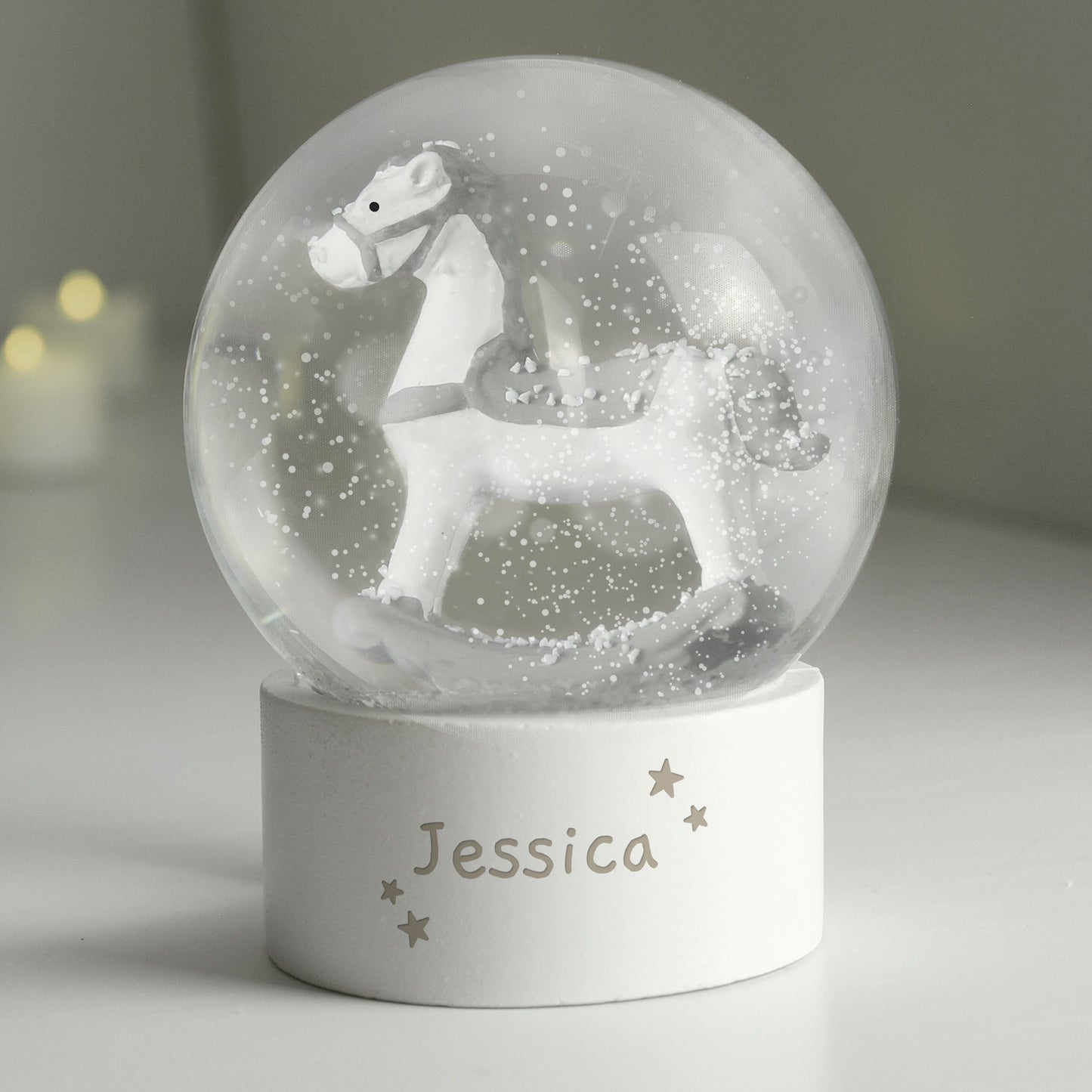 Personalised Name Only Rocking Horse Glitter Snow Globe: 4 - Snow Globes By Gift Moments