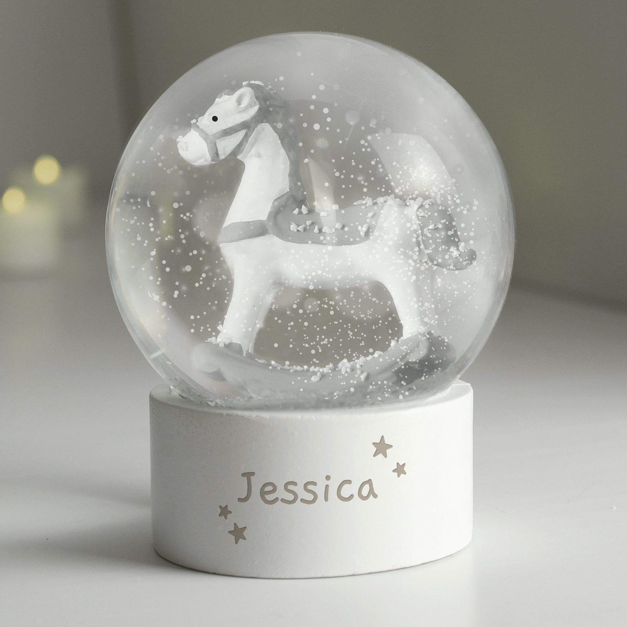 Personalised Name Only Rocking Horse Glitter Snow Globe: 4 - Snow Globes By Gift Moments