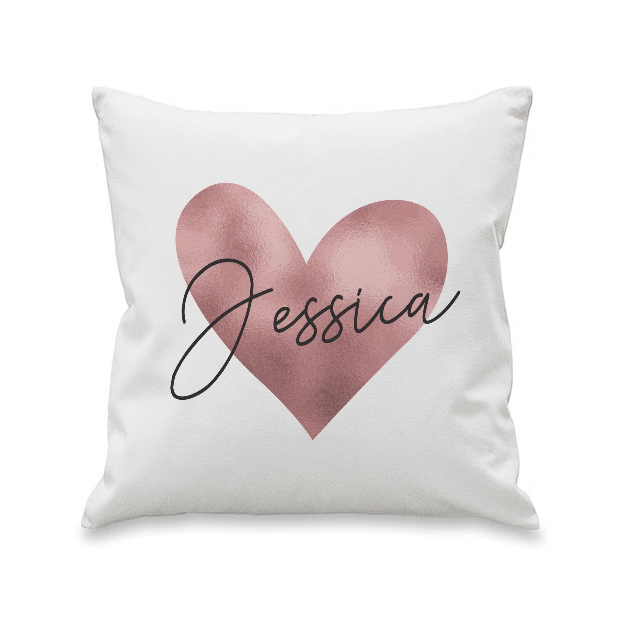 Personalised Name Only Rose Gold Heart Cushion: 5 - Cushions By Gift Moments
