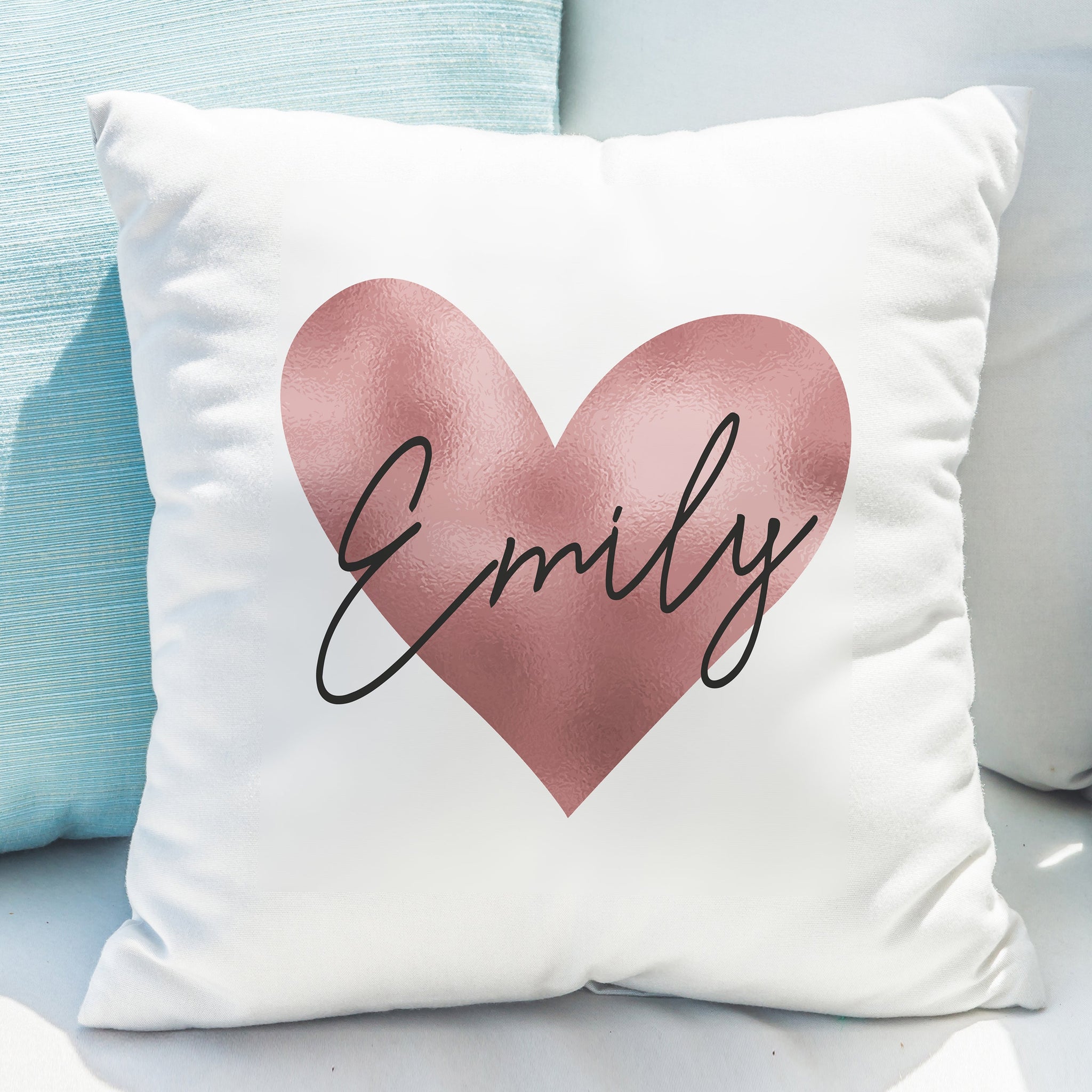 Personalised Name Only Rose Gold Heart Cushion: 1 - Cushions By Gift Moments