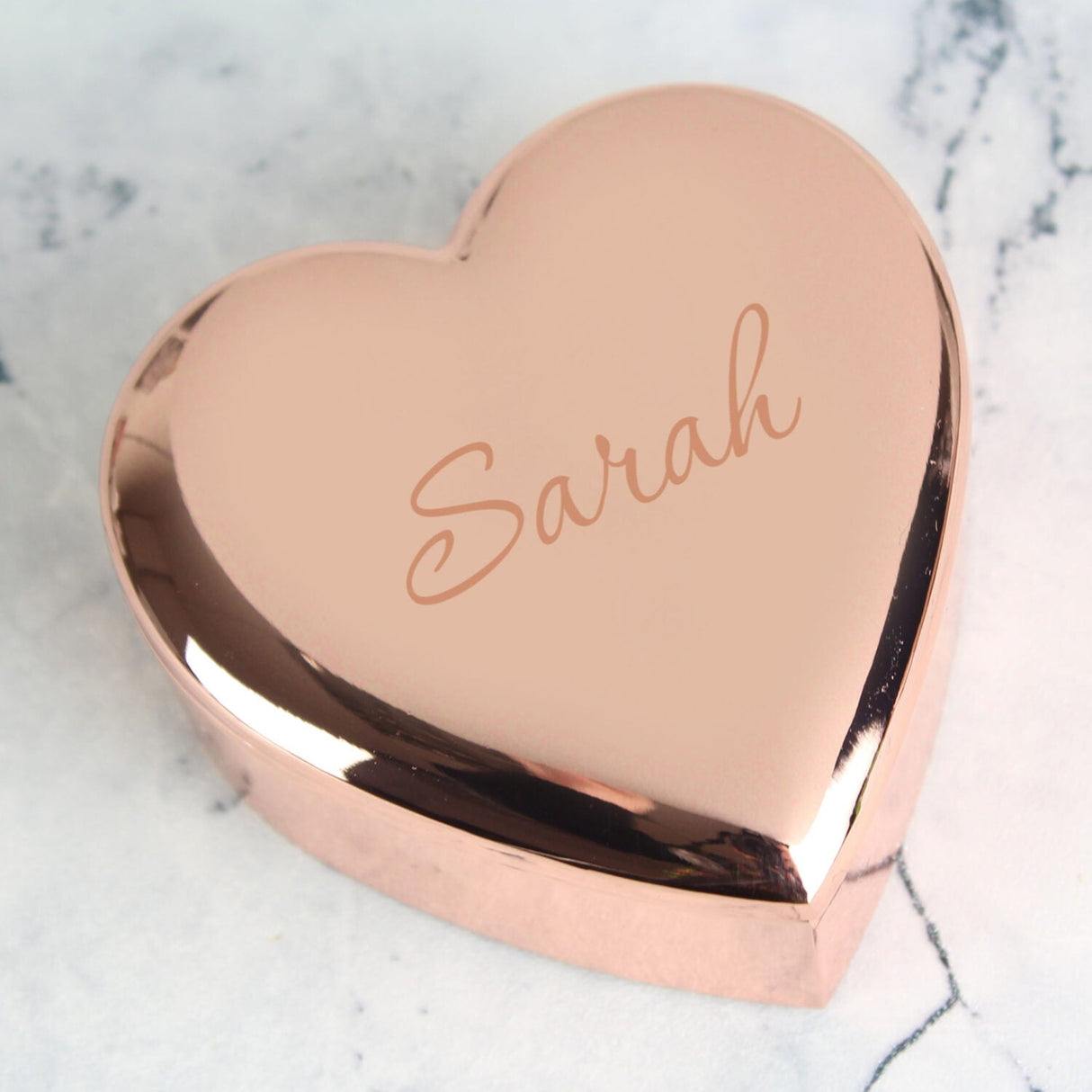 Personalised Name Only Rose Gold Heart Trinket Box: 2 - Trinket Boxes By Gift Moments