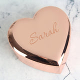 Personalised Name Only Rose Gold Heart Trinket Box: 2 - Trinket Boxes By Gift Moments