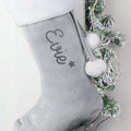 Personalised Name Only Silver Grey Stocking - Shop Christmas Stockings At Gift Moments - 1