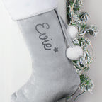 Personalised Name Only Silver Grey Stocking - Shop Christmas Stockings At Gift Moments - 1